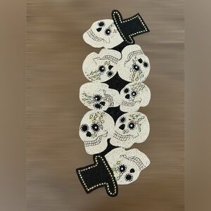 Pier One Beaded/Jeweled Skull Table Runner